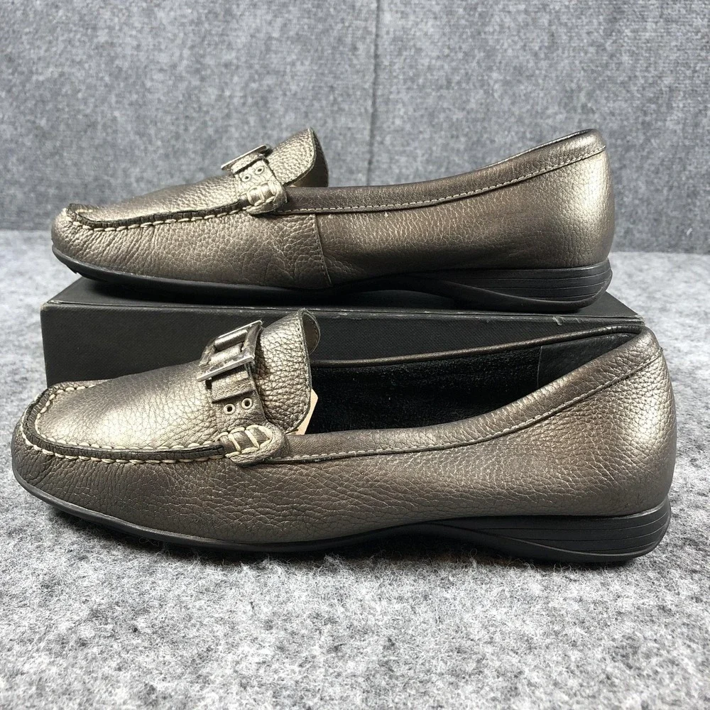 Naturalizer Shoes Womens‎ Size 8.5 M Metallic Pewter Pixie Loafers Driving Moc
